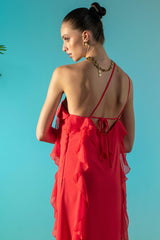 ROBE EN TISSU À VOLANTS