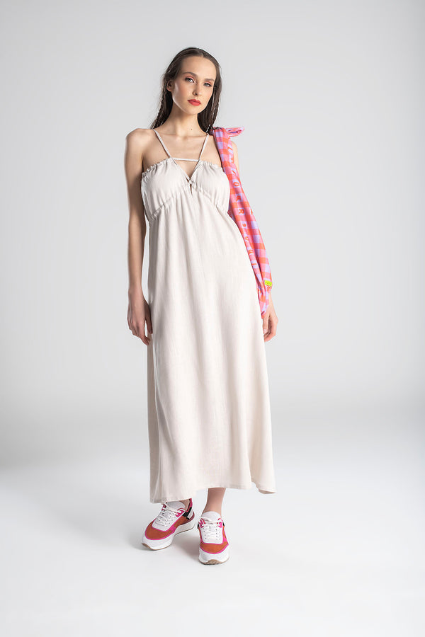 LINEN MIDI DRESS