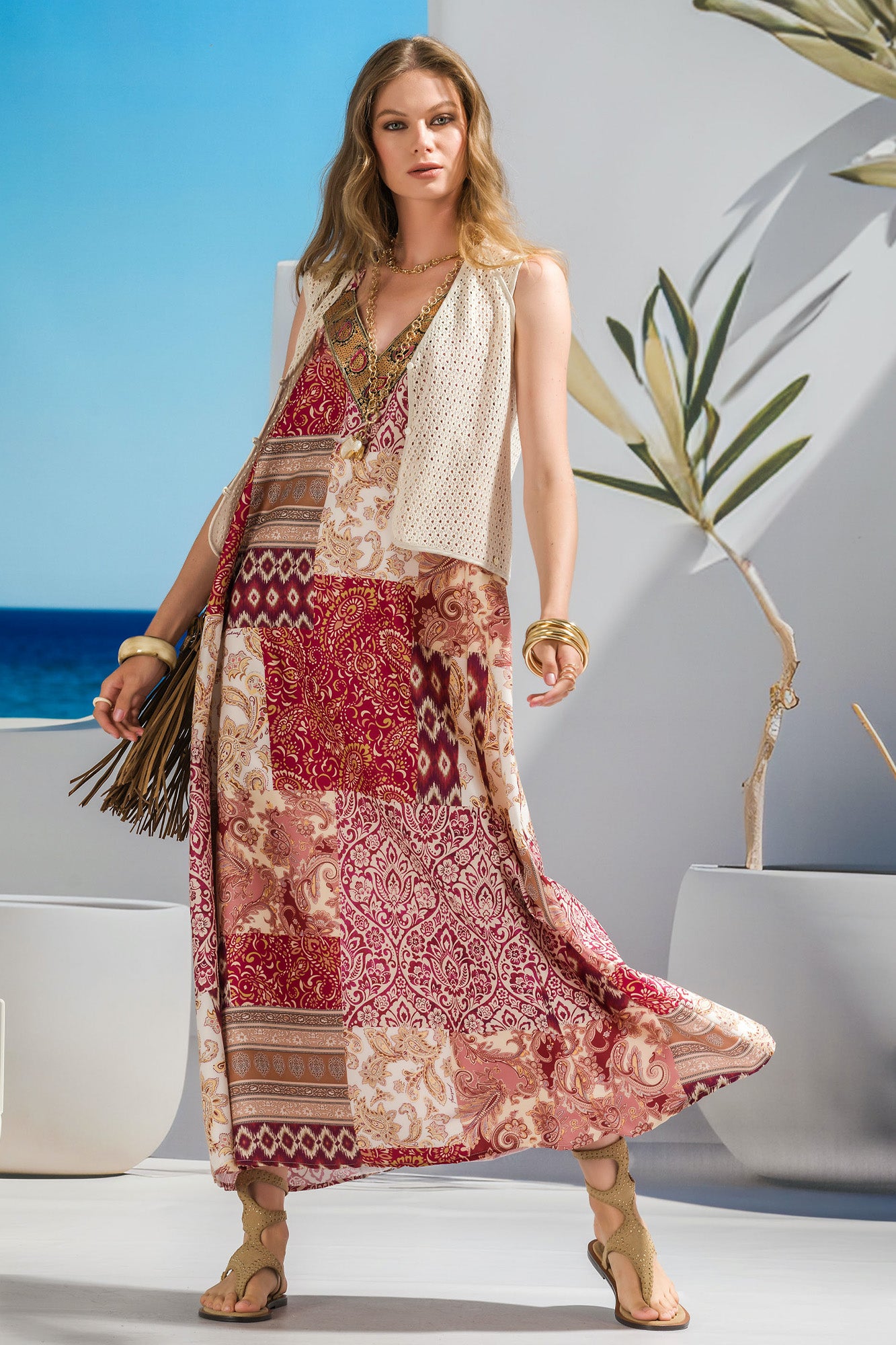Robe midi sublimée avec application.