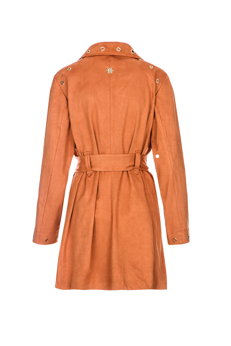 SUEDE COAT WITH EYELETS