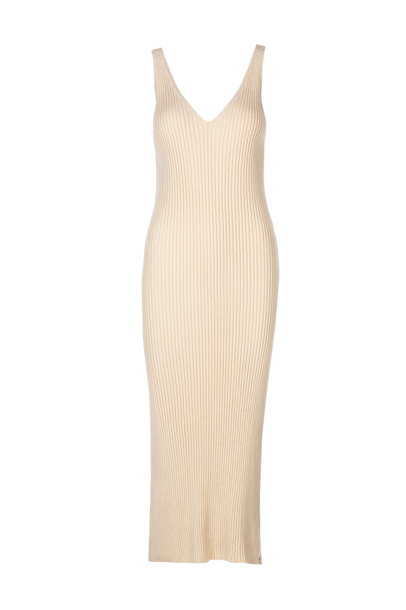 MIDI KNIT RIBBED DRESS