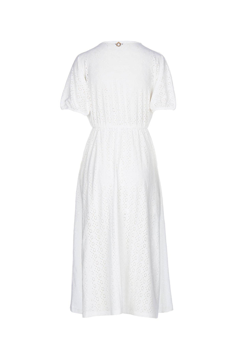 BRODERIE ANGLAISE KNIT MIDI DRESS
