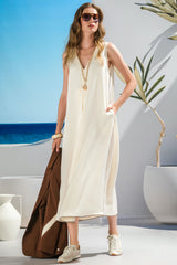 VESTIDO CETIM COM CONTRASTE