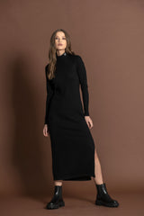 HIGH NECK KNITTED MIDI DRESS